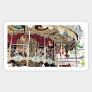 Paris Montmartre Carousel with Sacre-Coeur in the Background Sticker